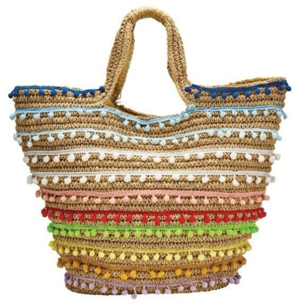 Pom Pom Tote Bag Women’s Beach Summer Vacation